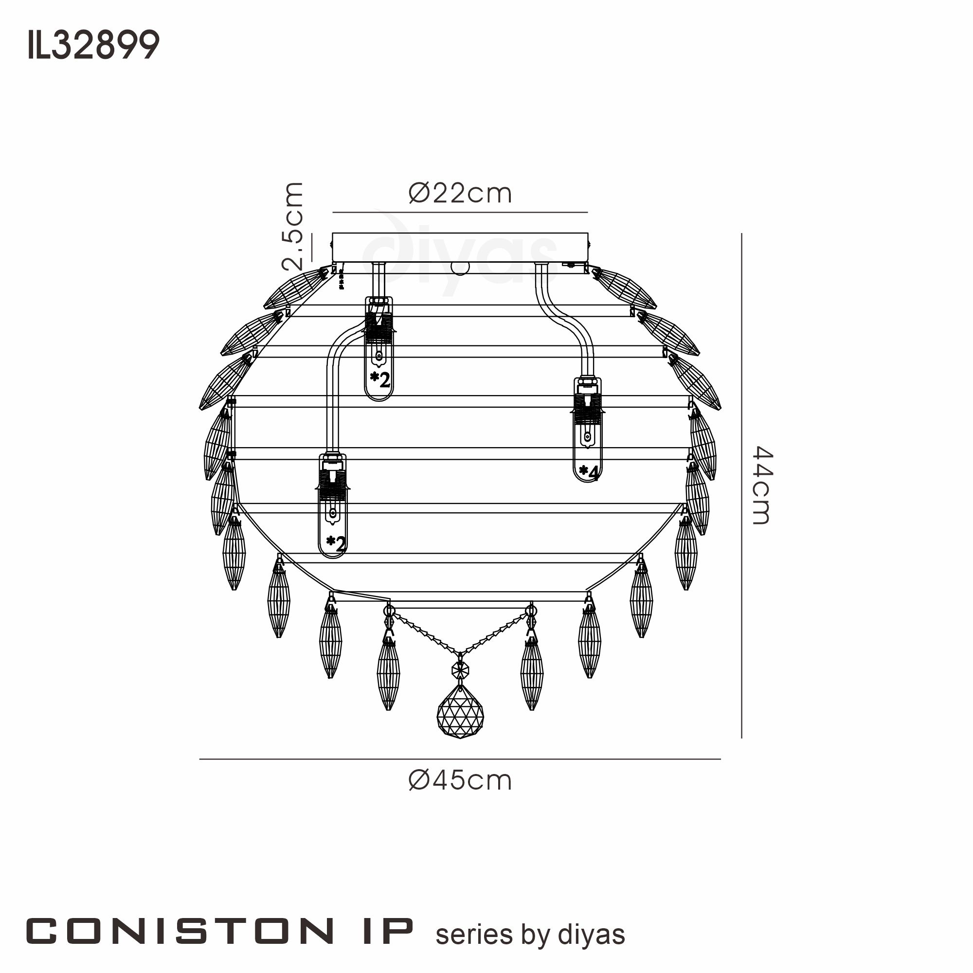 IL32899  Coniston IP Ceiling 8 Light IP44
